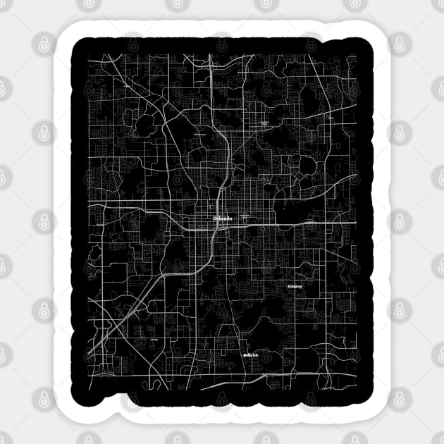 4K Orlando Florida USA Map | HD Orlando Florida USA Map | Black And White Map Of Orlando Florida United States Of America Sticker by benayache